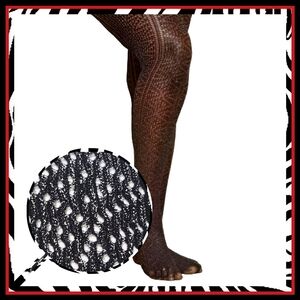 MIDNITE BLACK & GOLD METALLIC ☆ SEXY ☆ PATTERNED FOOTED TIGHTS ☆ NIP